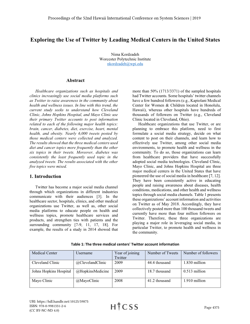 Exploring the Use of Twitter by Leading Medical Centers in the United States