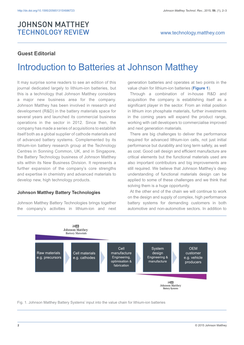 Introduction to Batteries at Johnson Matthey