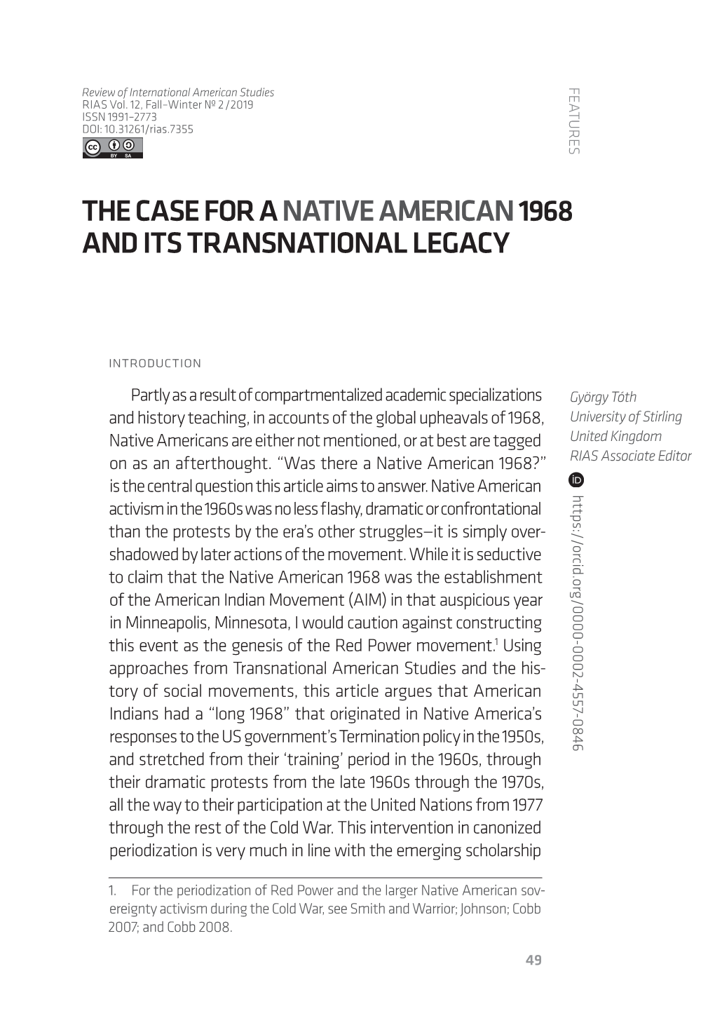 The Case for a Native American1968 and Its