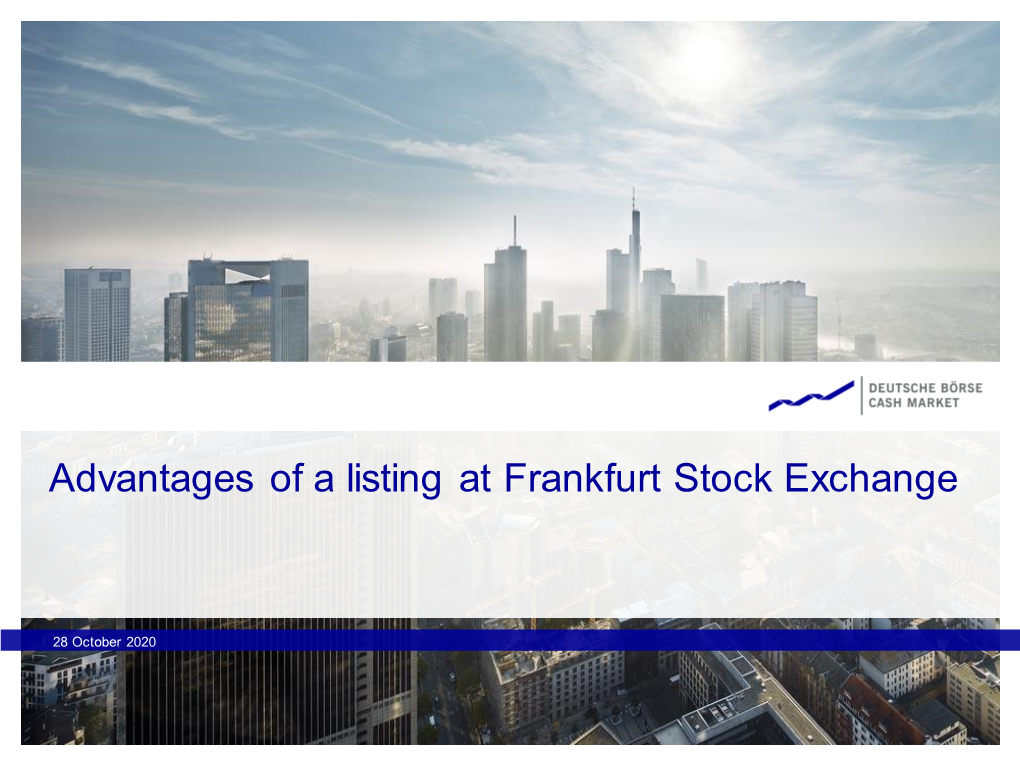 Advantages of a Listing at Frankfurt Stock Exchange