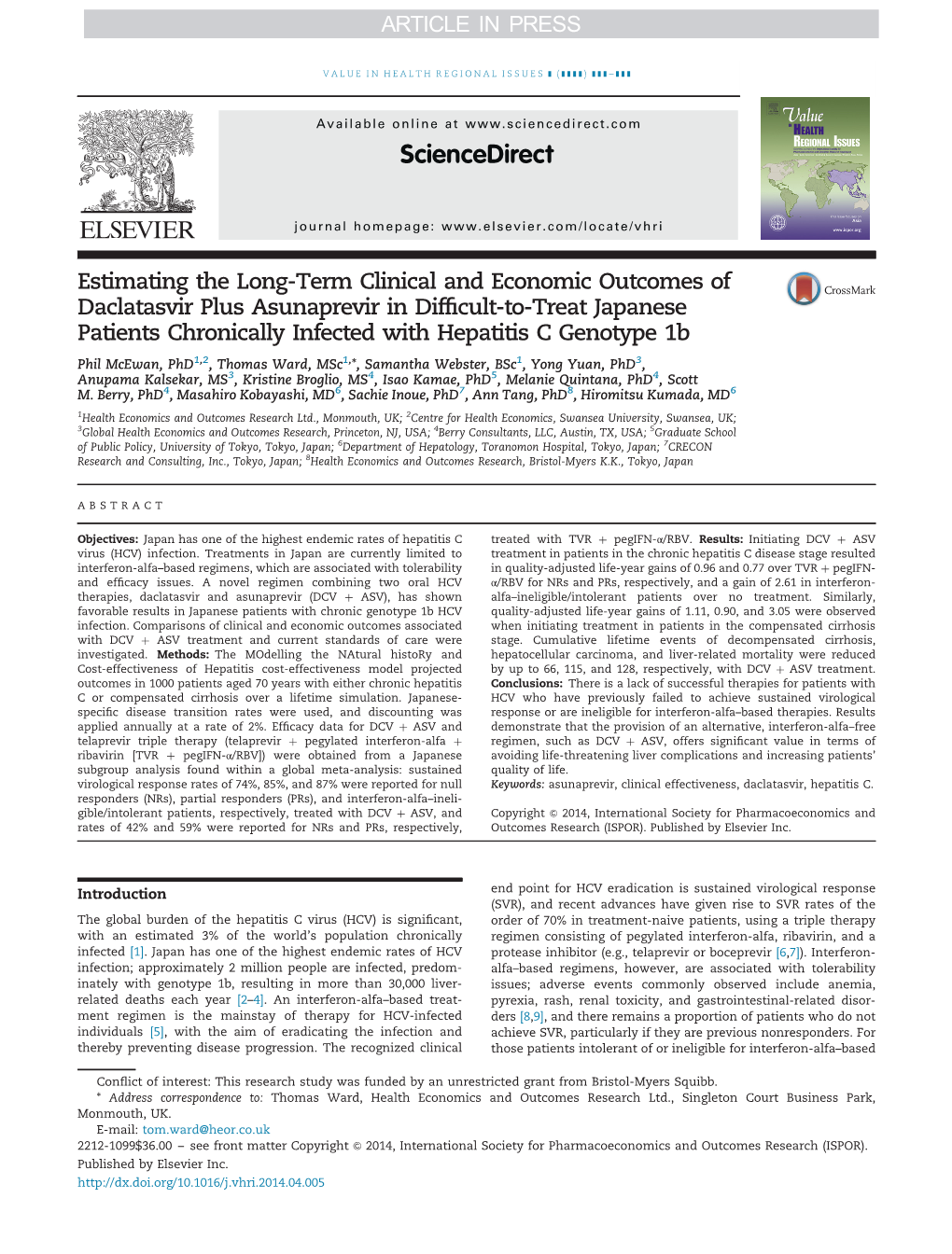 Estimating the Long-Term Clinical and Economic Outcomes of Daclatasvir