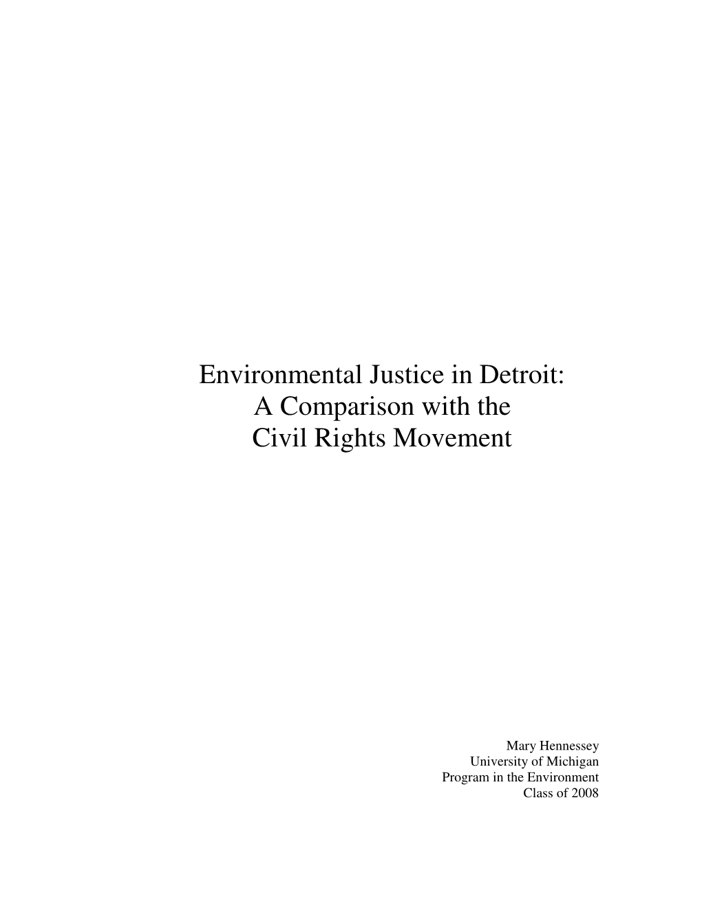 Environmental Justice in Detroit: a Comparison with the Civil Rights Movement