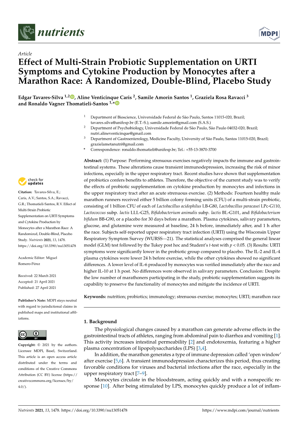 Effect of Multi-Strain Probiotic Supplementation on URTI