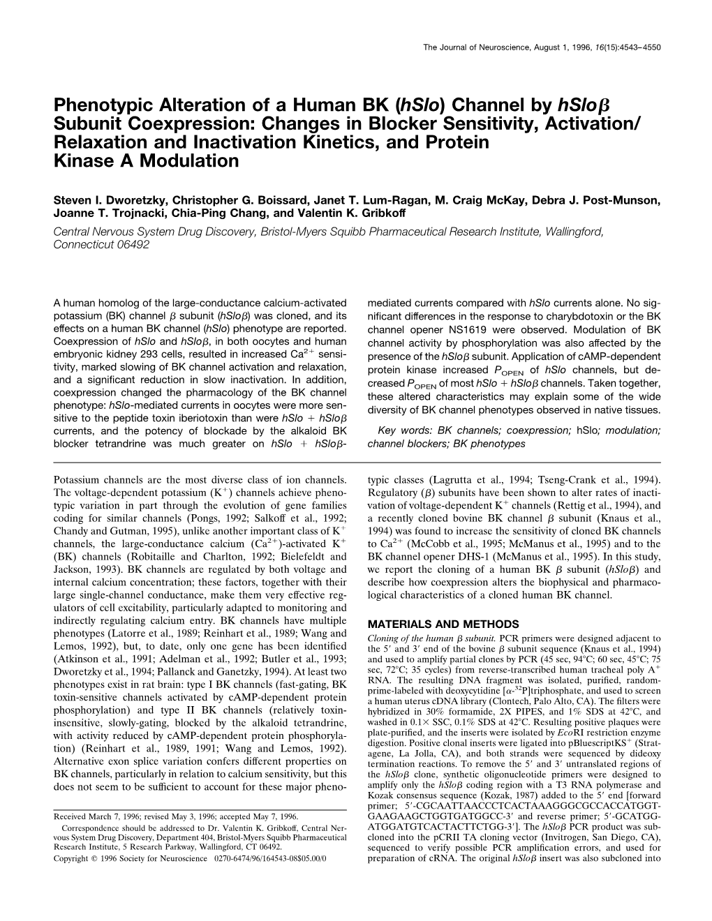 Phenotypic Alteration of a Human BK (Hslo) Channel by Hsloя Subunit