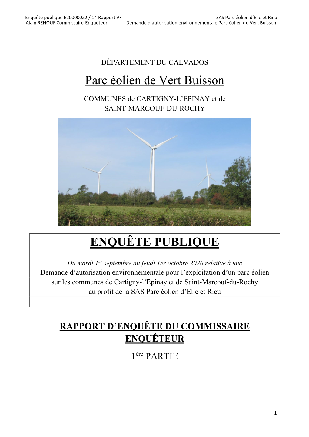 Parc Éolien De Vert Buisson ENQUÊTE PUBLIQUE