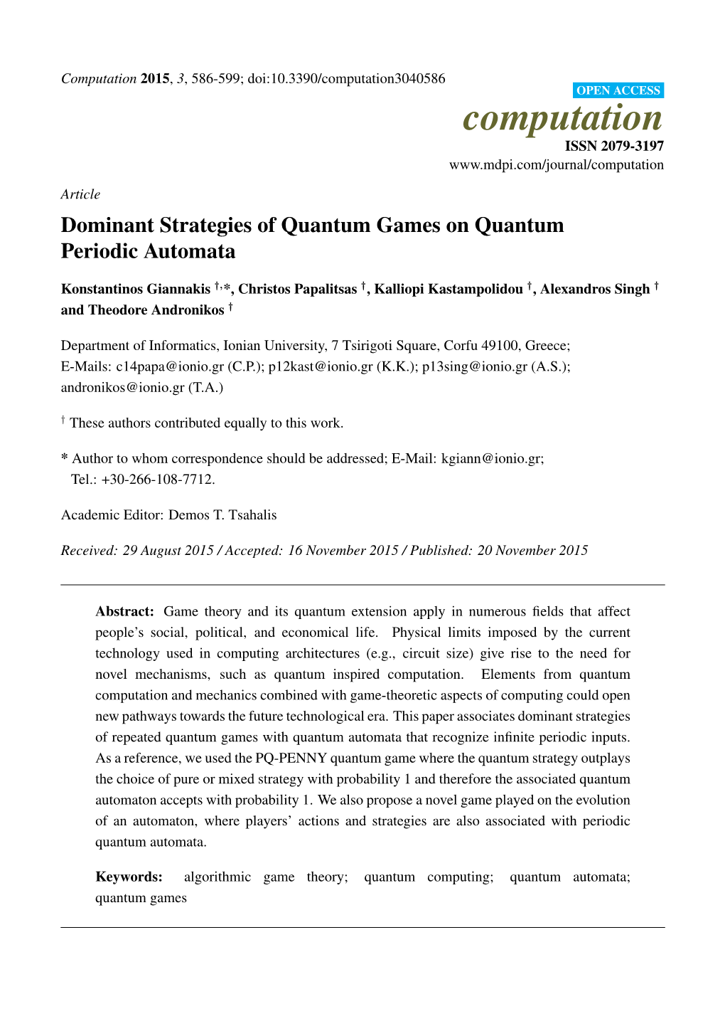 Dominant Strategies of Quantum Games on Quantum Periodic Automata