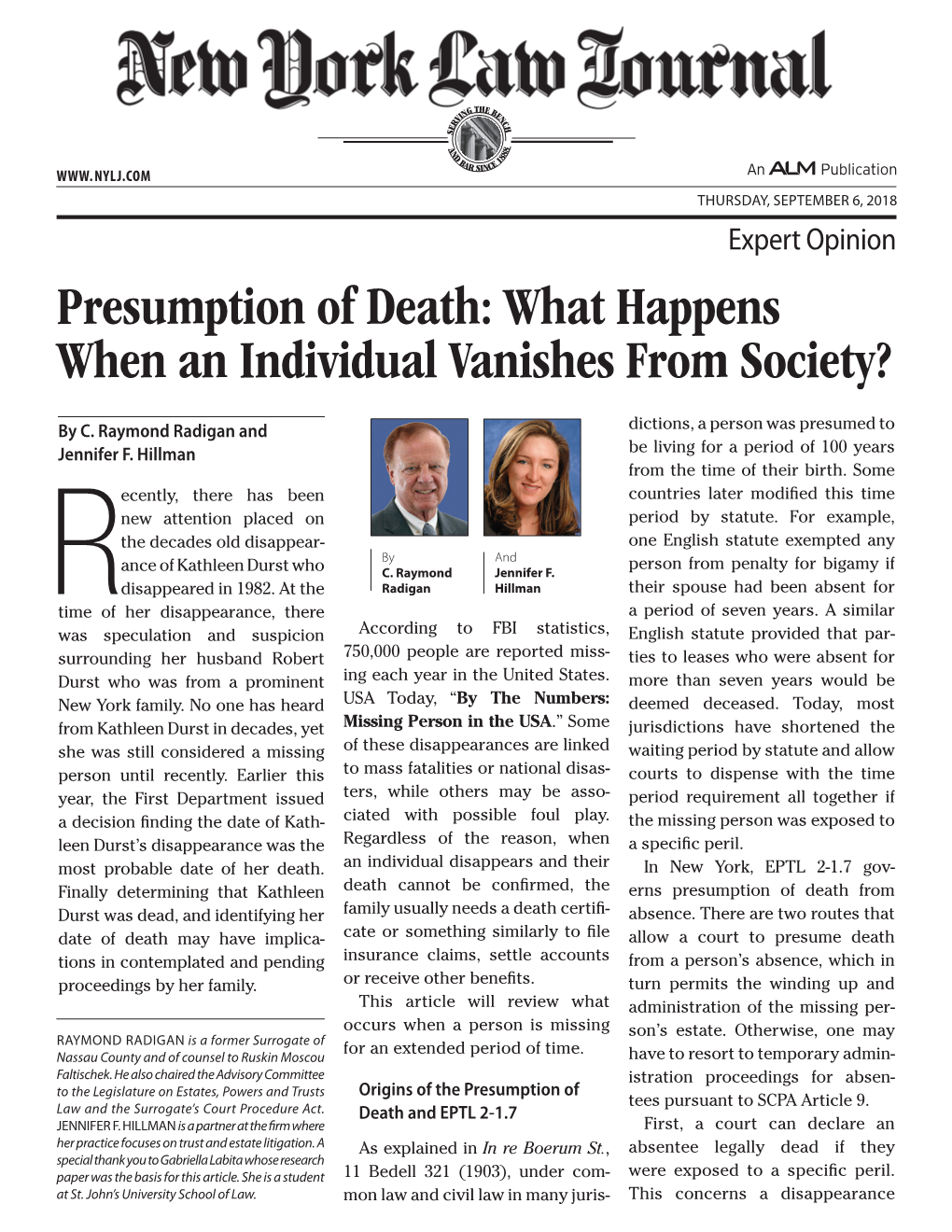 Presumption of Death: What Happens When an Individual Vanishes from Society?