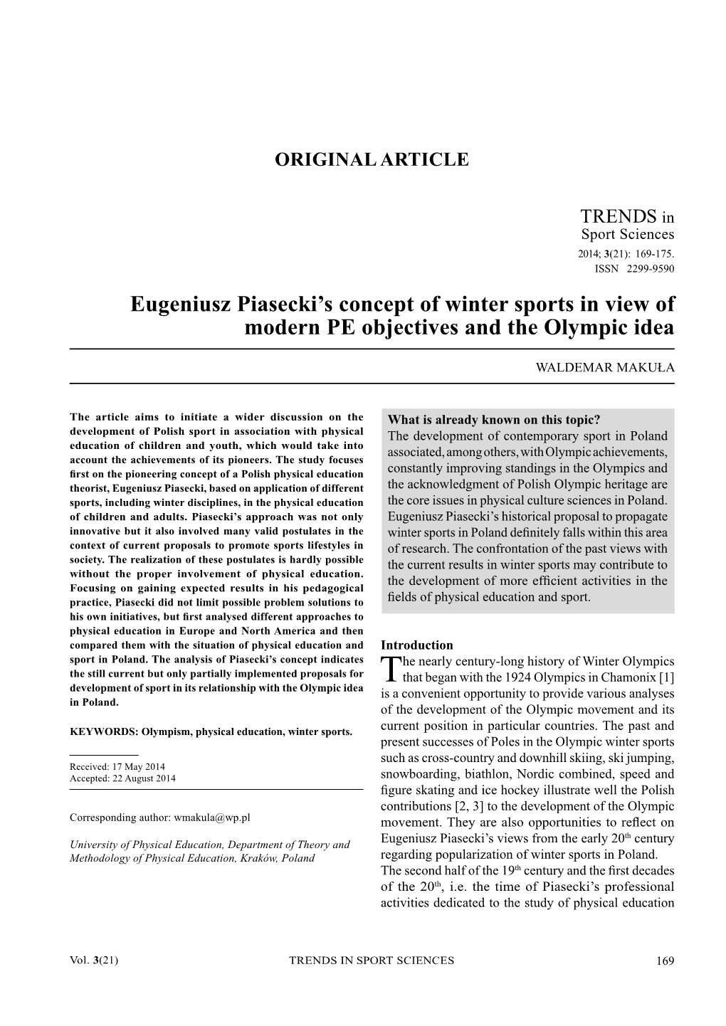 Trends in Sport Sciences 2014 Vol.21 No.3