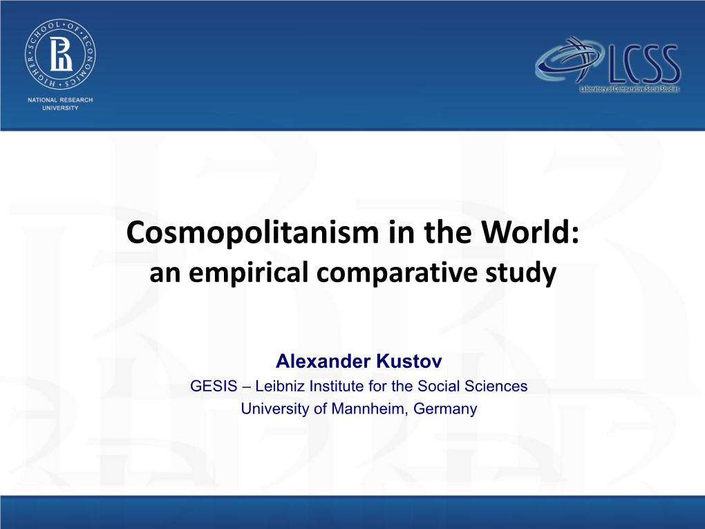 Cosmopolitanism in the World: an Empirical Comparative Study