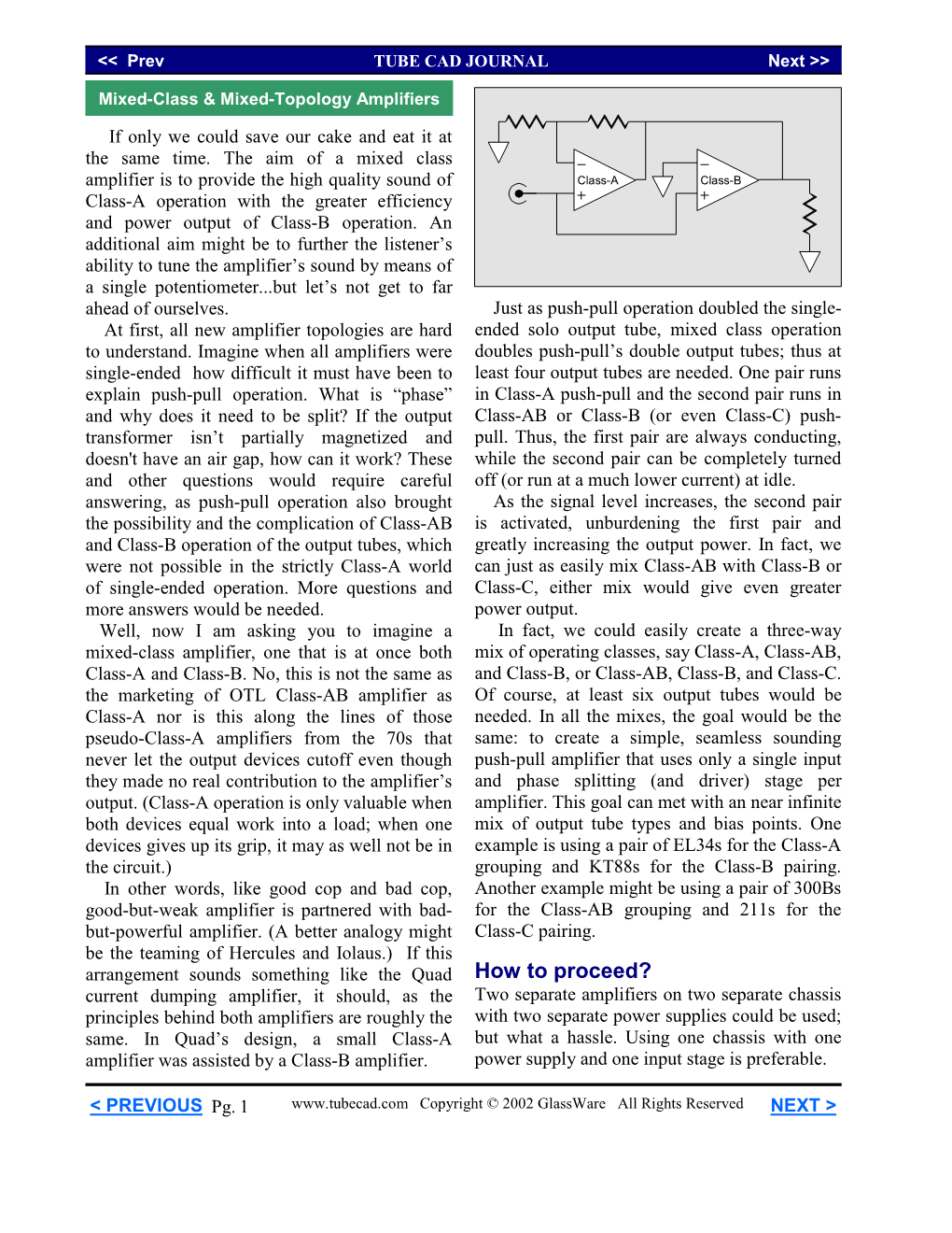 Mixed Classes Amplifiers