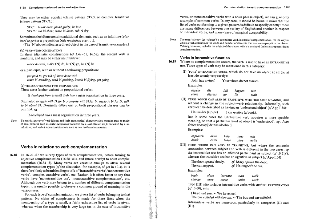 Verbs in Relation to Verb Complementation 11-69