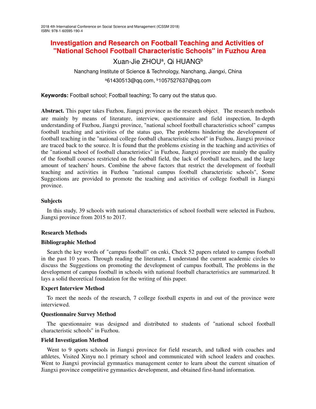 Investigation and Research on Football Teaching and Activities Of