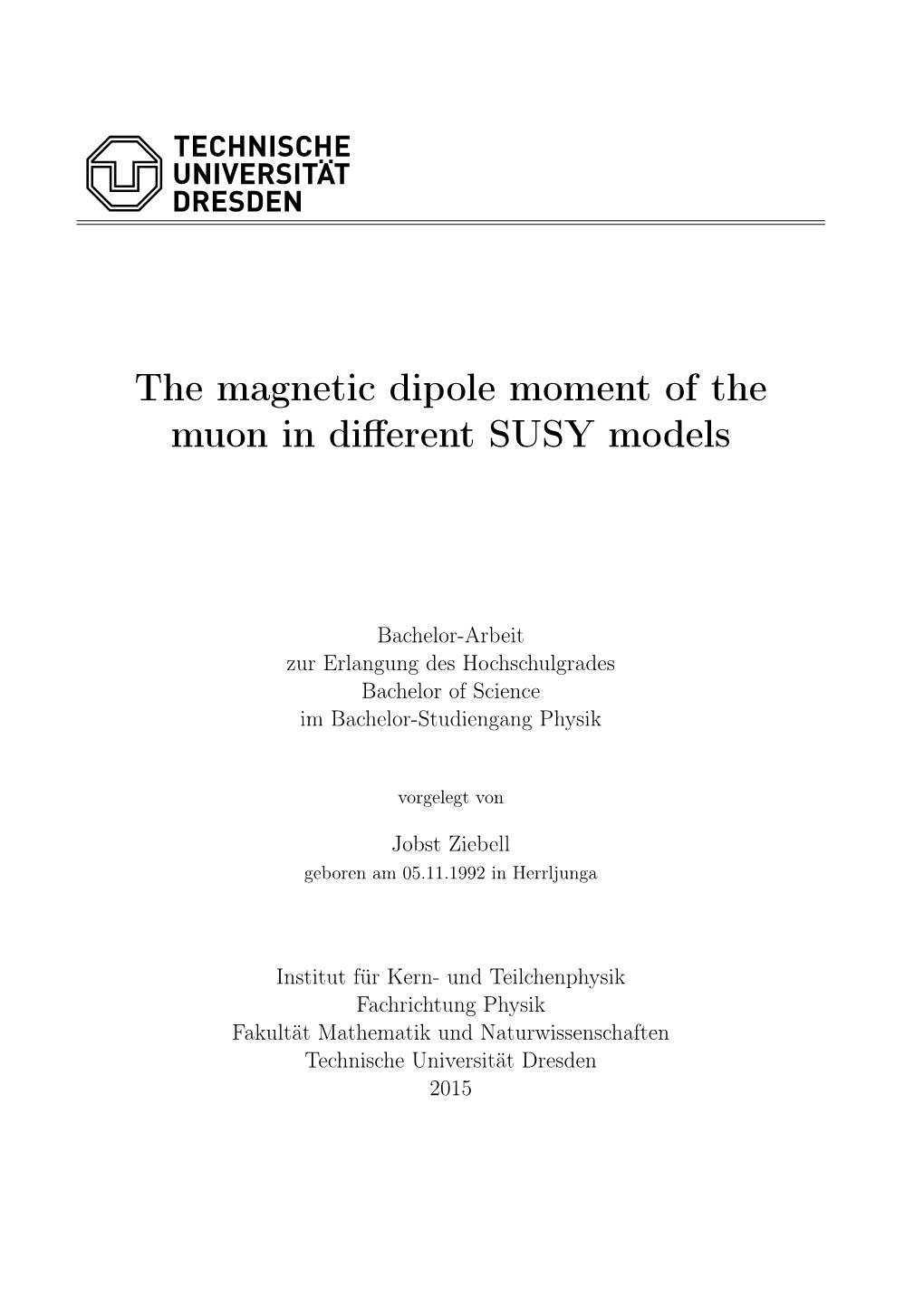 The Magnetic Dipole Moment of the Muon in Different SUSY Models