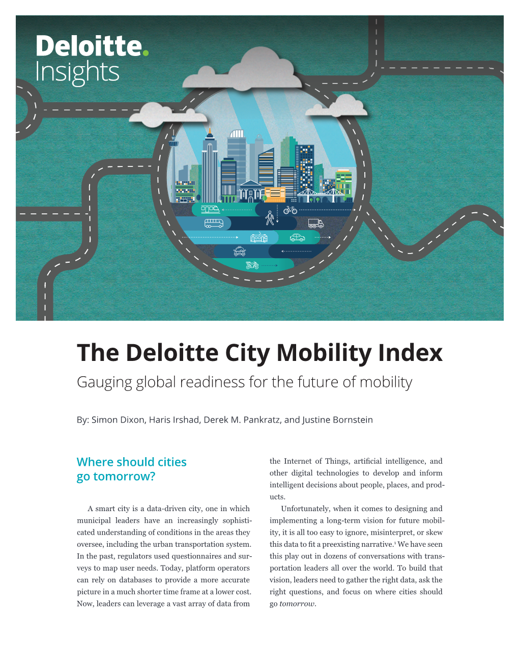 The Deloitte City Mobility Index Gauging Global Readiness for the Future of Mobility