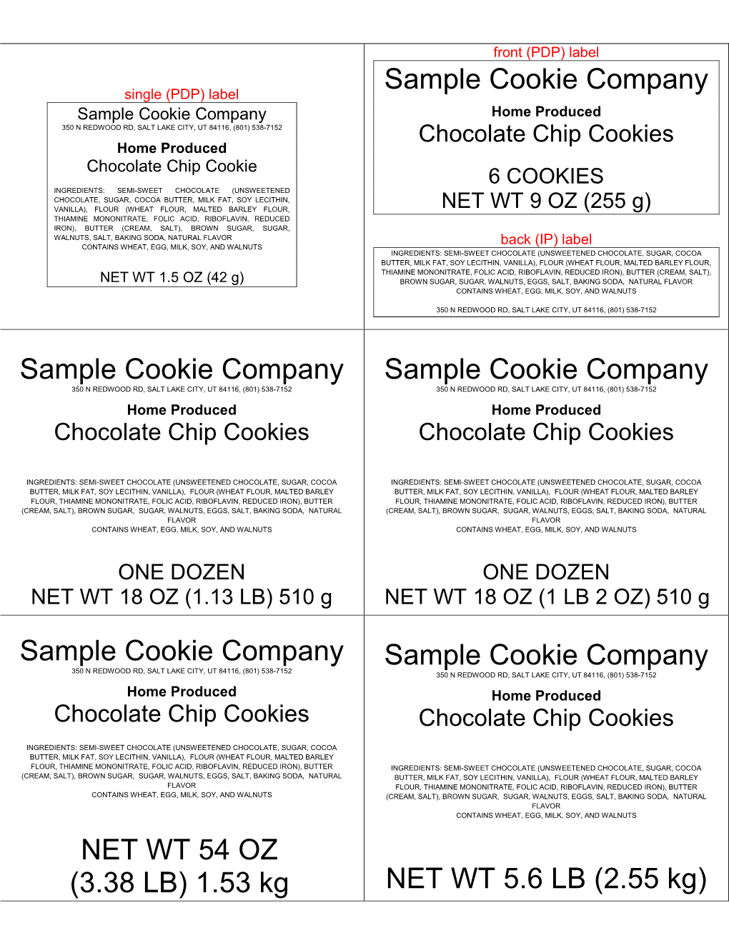 Sample Cookie Company