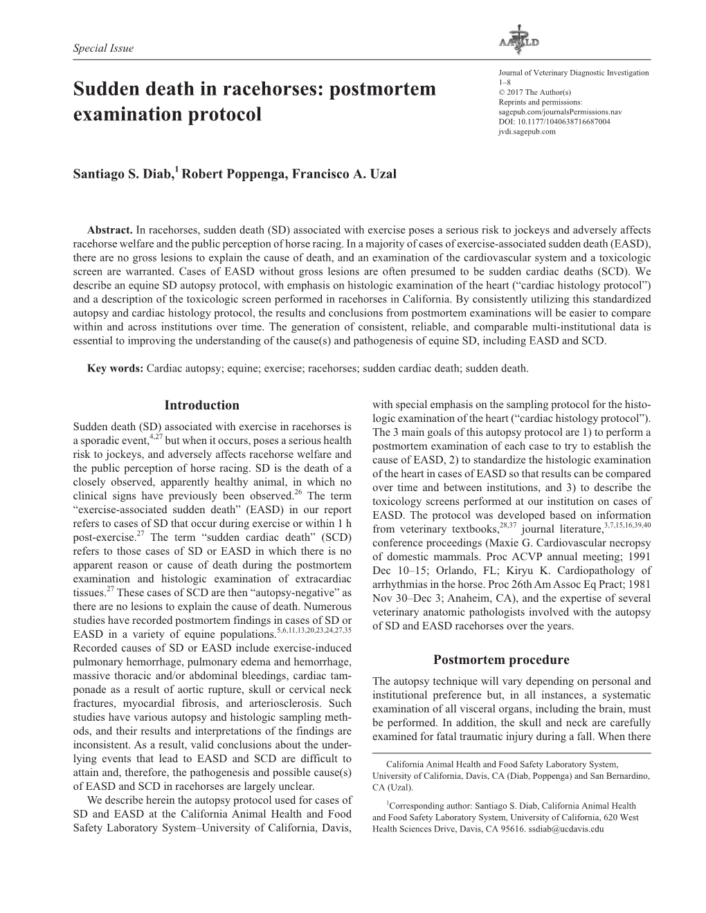 Sudden Death in Racehorses: Postmortem Examination Protocol