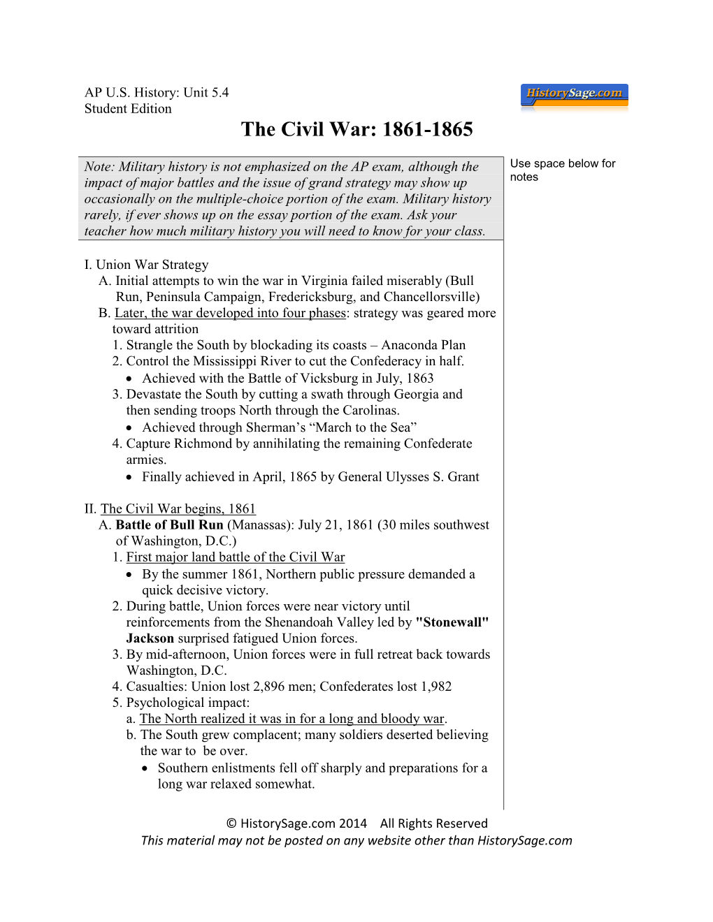 The Civil War: 1861-1865