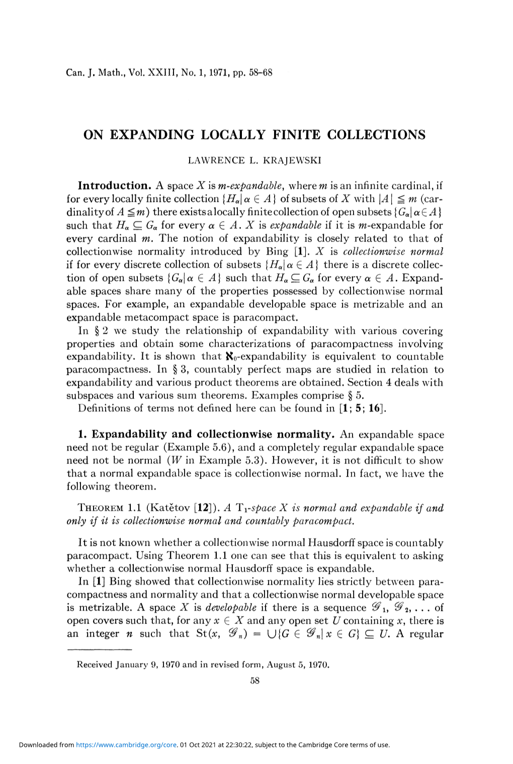 On Expanding Locally Finite Collections