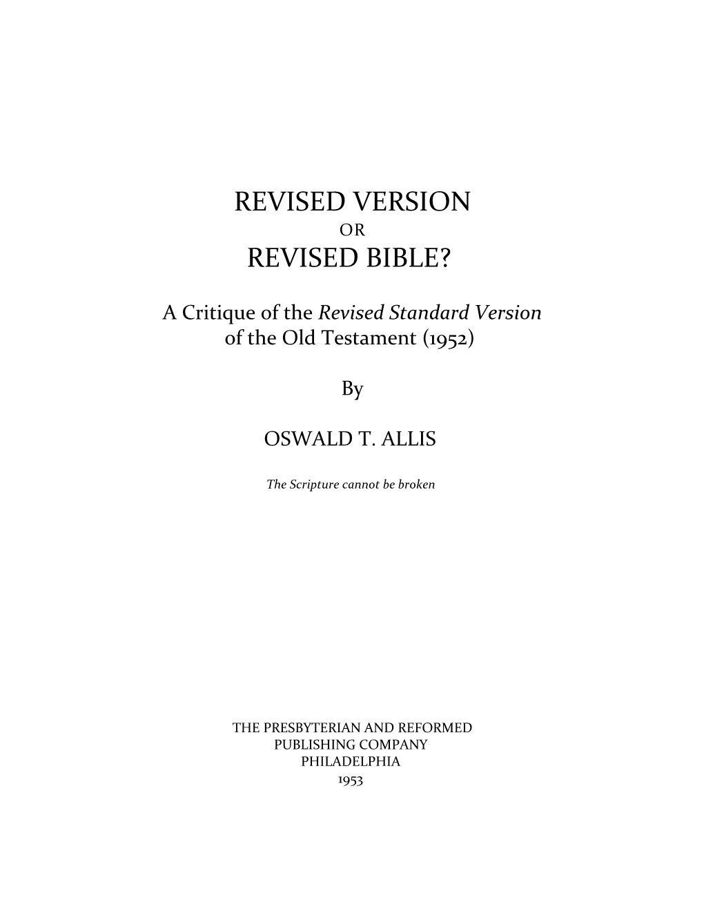 Revised Standard Version of the Old Testament (1952)