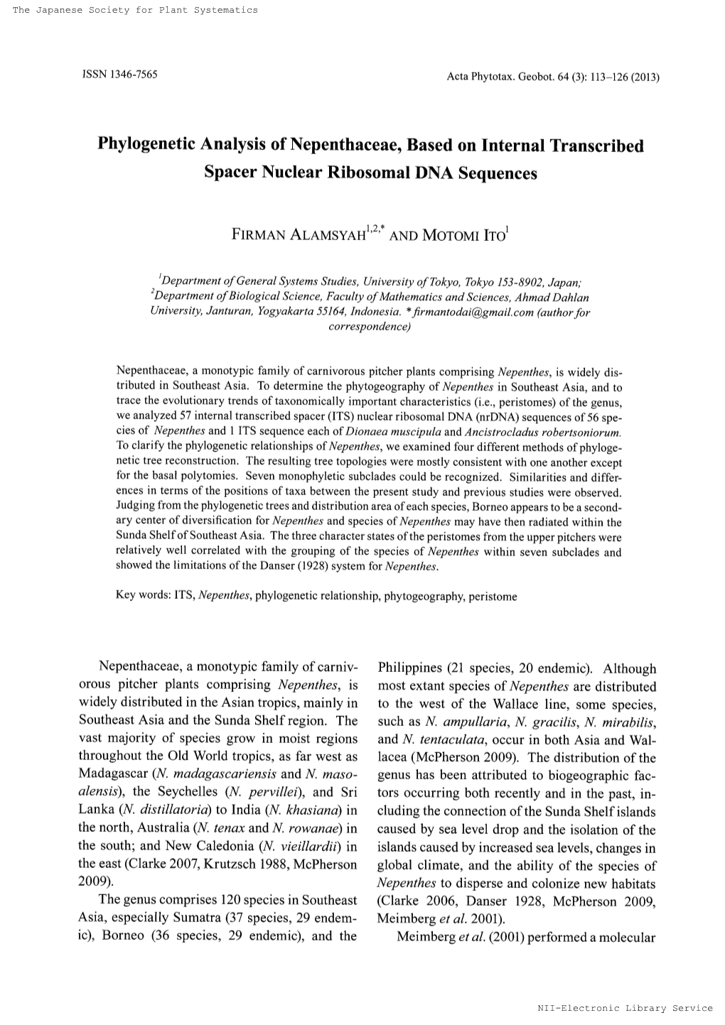 Spacernuclear Ribosomal DNA Sequences