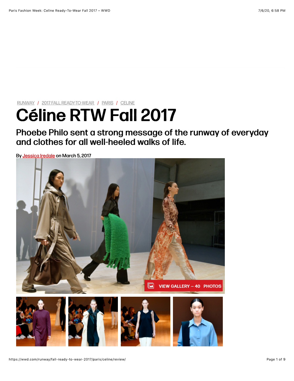 Céline RTW Fall 2017 Phoebe Philo Sent a Strong Message of the Runway of Everyday and Clothes for All Well-Heeled Walks of Life