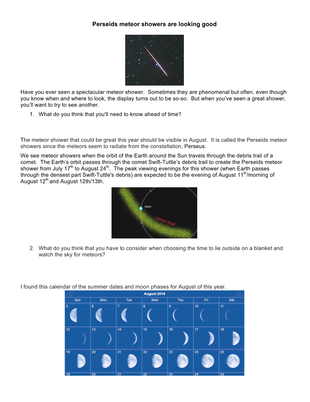 Perseids Meteor Showers Are Looking Good