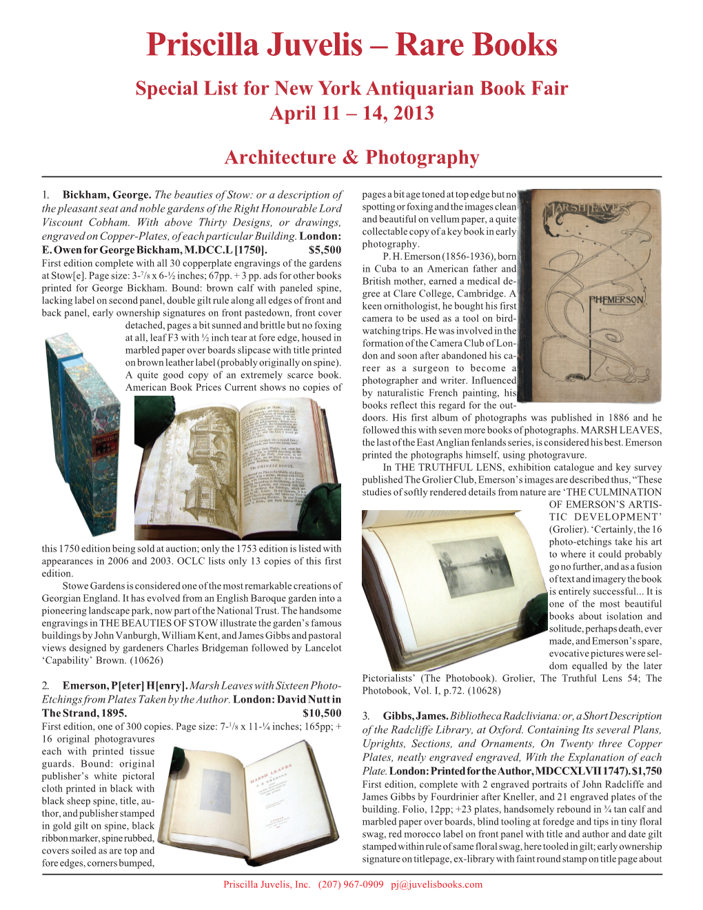 Rare Books Special List for New York Antiquarian Book Fair April 11 – 14, 2013