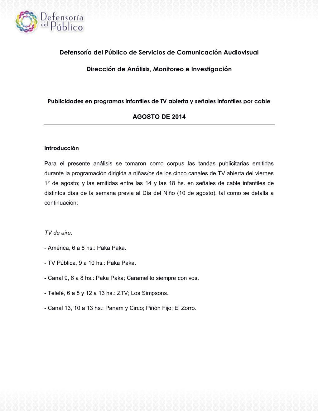 Defensoría Del Público De Servicios De Comunicación Audiovisual