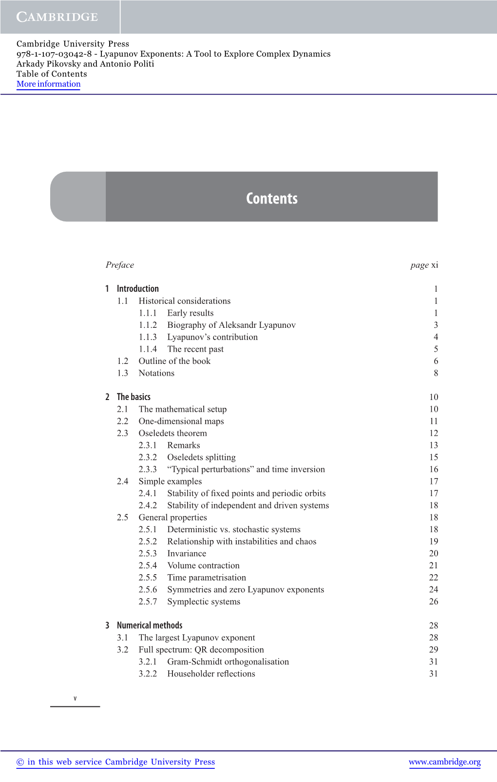 Table of Contents More Information