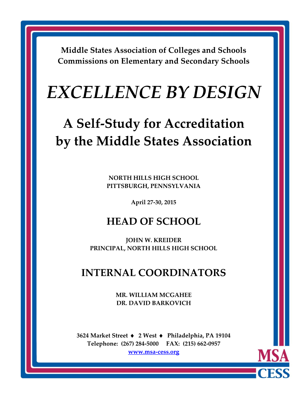 North Hills MSA 2015 Excellence by Design Self-Study 4-8-15.Pdf