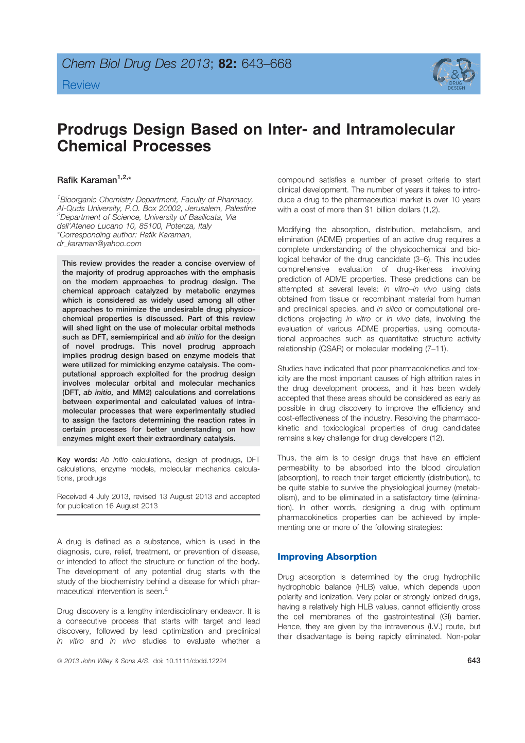 Prodrugs Design Based on Inter- and Intramolecular Chemical Processes