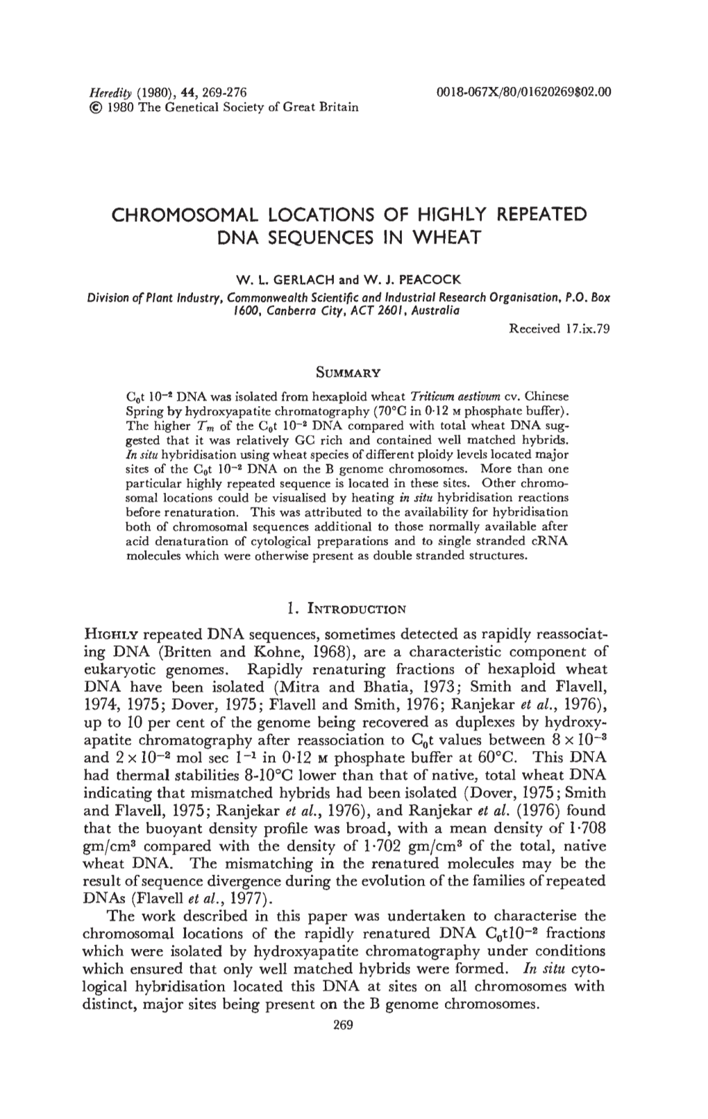 Chromosomal Locations of Highly Repeated Dna