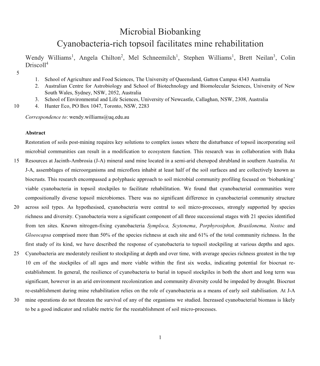 Microbial Biobanking Cyanobacteria