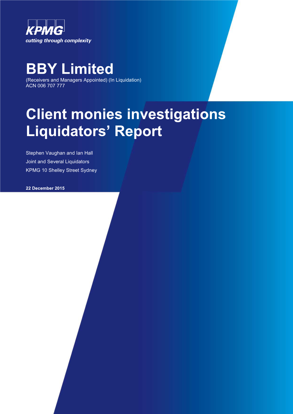 BBY Client Monies Investigation Report: 22 December 2015