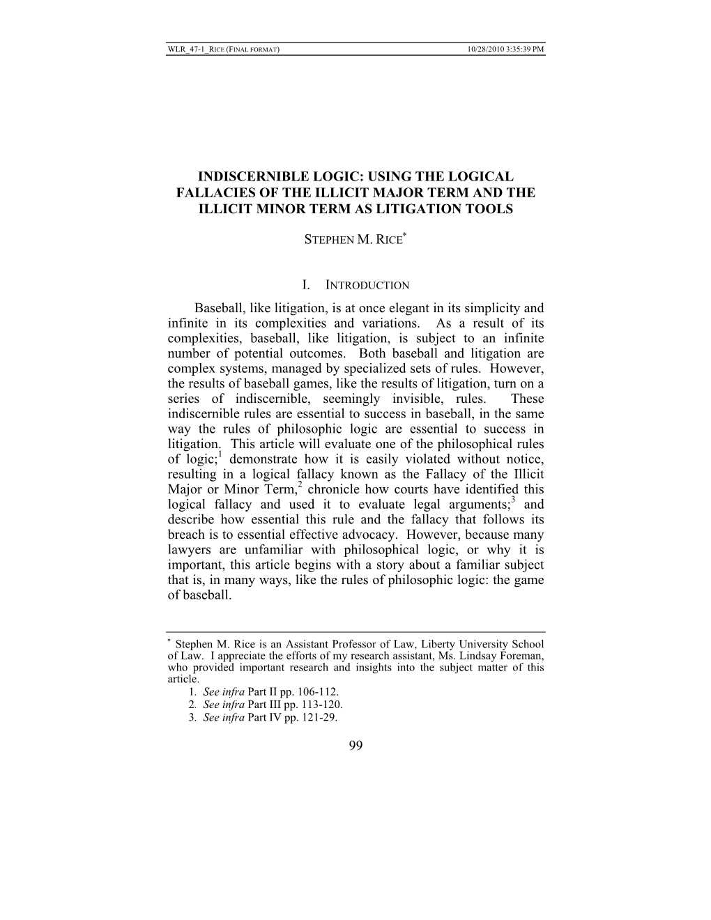 Indiscernible Logic: Using the Logical Fallacies of the Illicit Major Term and the Illicit Minor Term As Litigation Tools