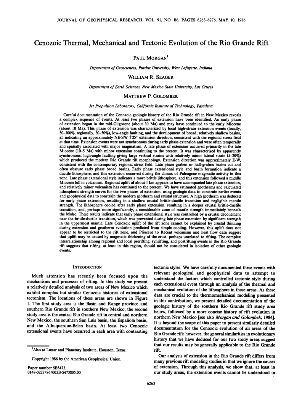 Cenozoic Thermal, Mechanical and Tectonic Evolution of the Rio Grande Rift