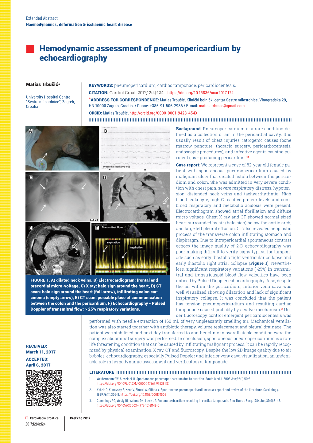 Hemodynamic Assessment of Pneumopericardium by Echocardiography