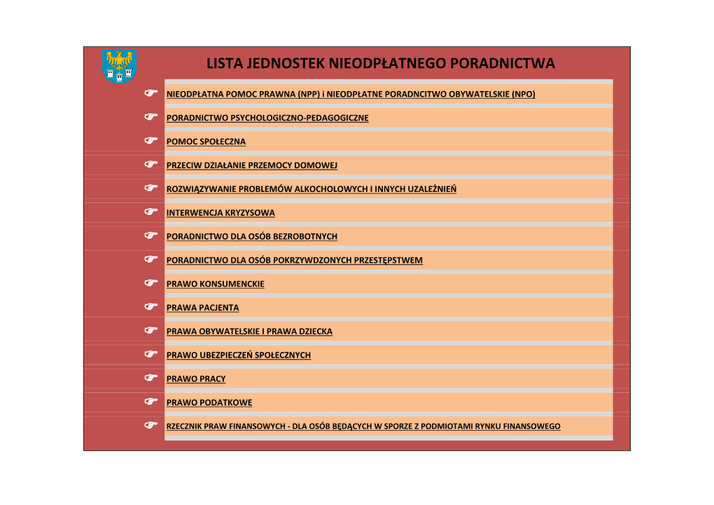 Lista Jednostek Nieodpłatnego Poradnictwa