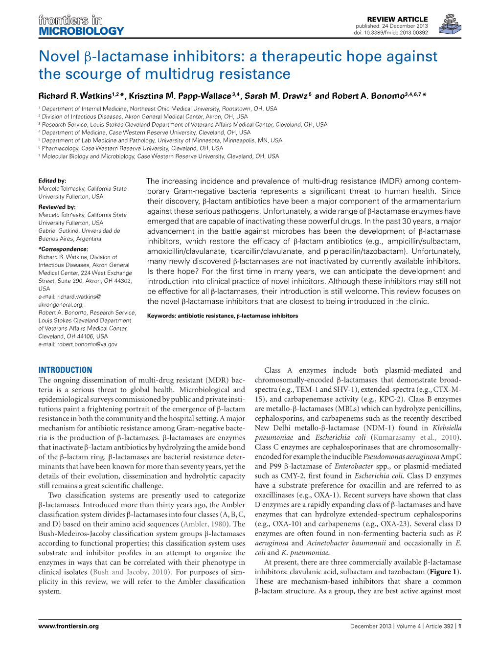 Novel Β-Lactamase Inhibitors: a Therapeutic Hope Against the Scourge of Multidrug Resistance