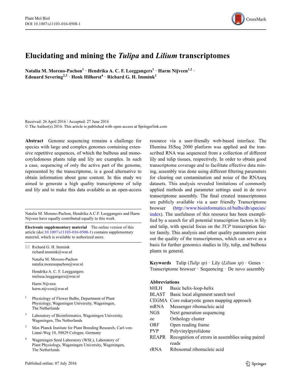 ﻿Elucidating and Mining the ﻿Tulipa﻿ and ﻿Lilium﻿ Transcriptomes