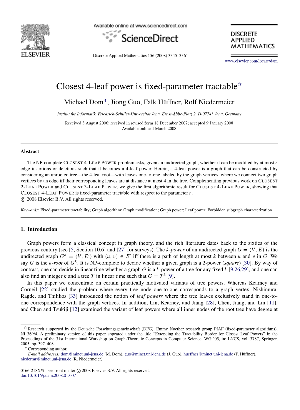 Closest 4-Leaf Power Is Fixed-Parameter Tractable$