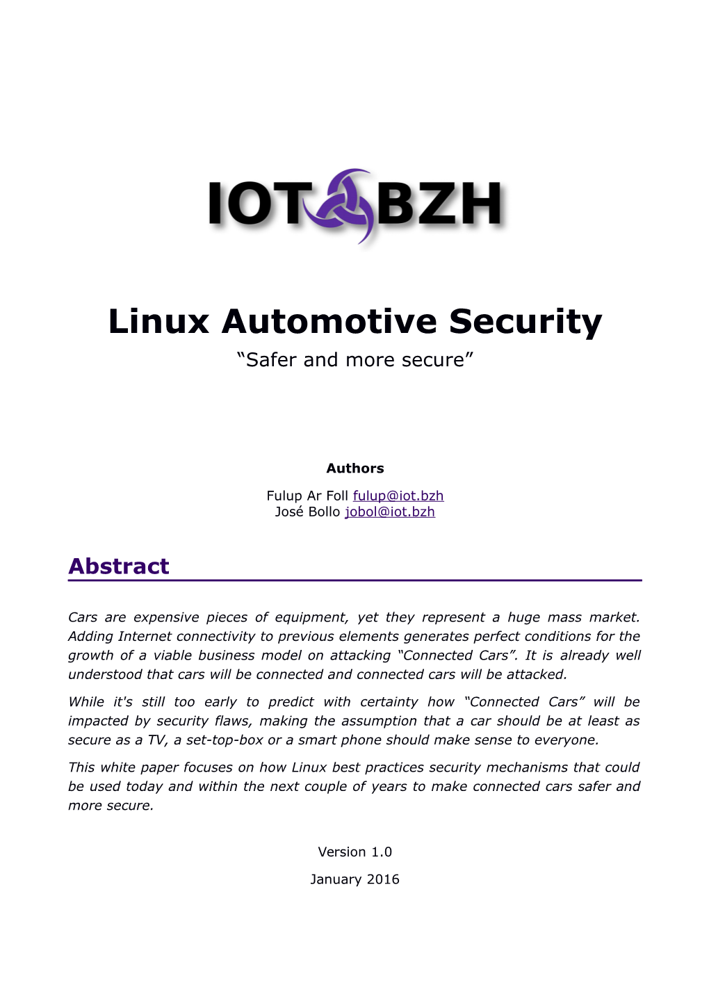 Linux Automotive Security “Safer and More Secure”