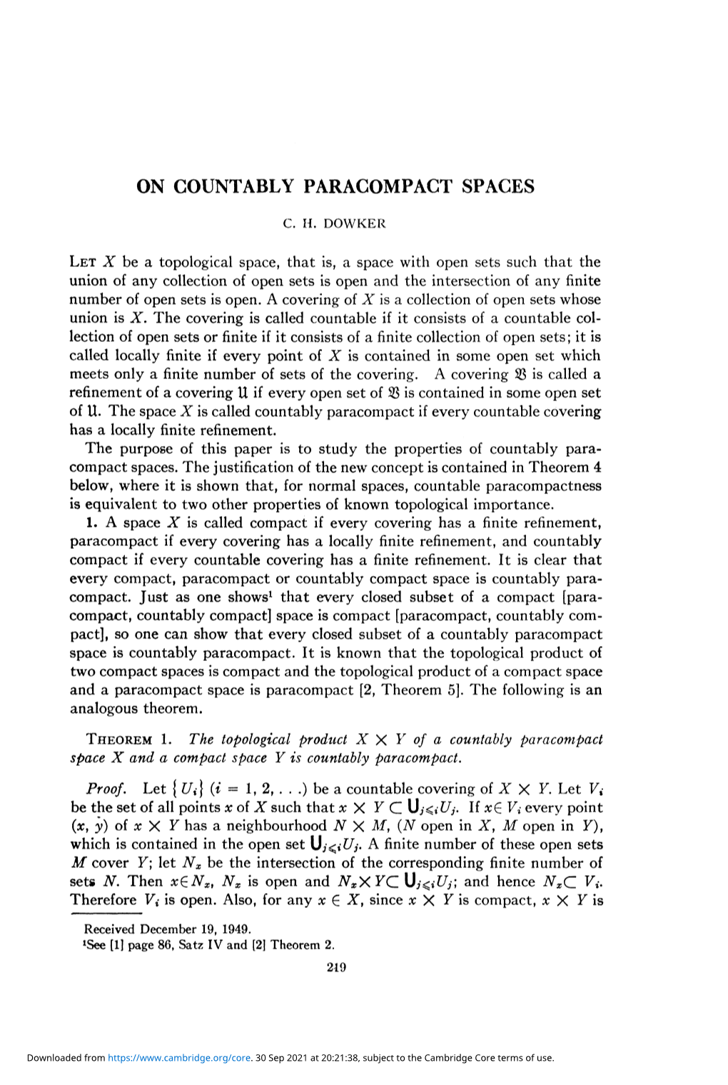 On Countably Paracompact Spaces