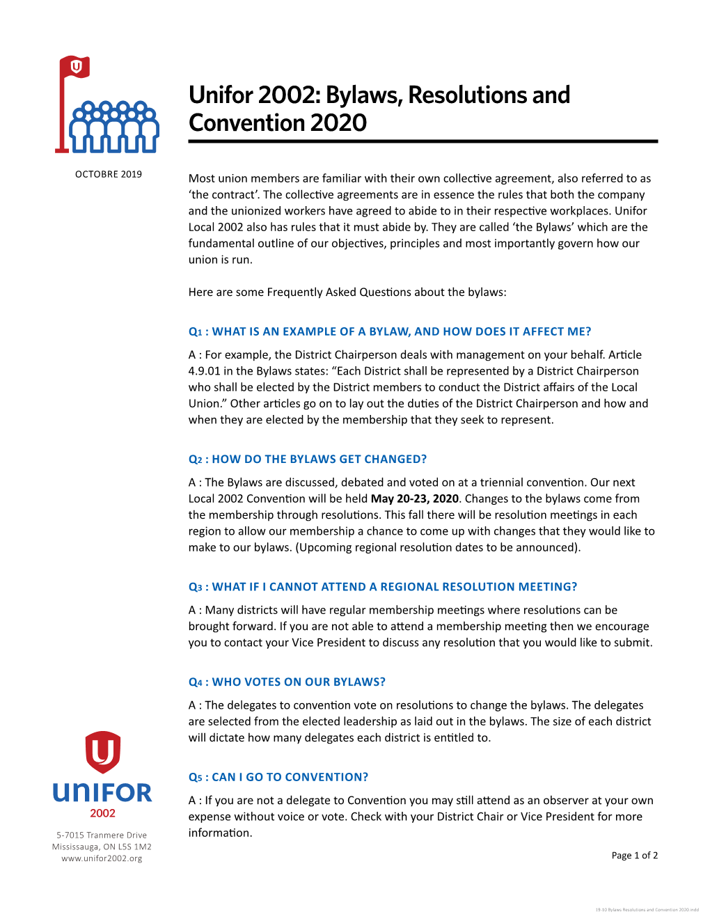 Bylaws, Resolutions and Convention 2020