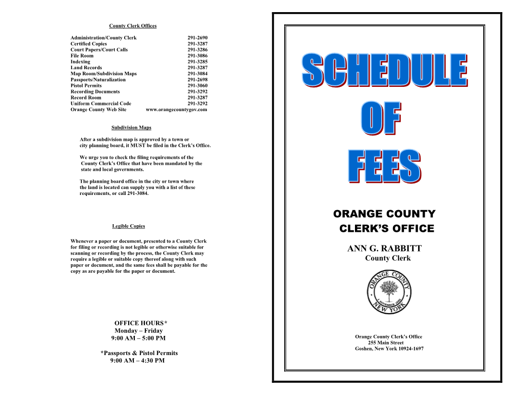 Schedule of Fees (PDF)