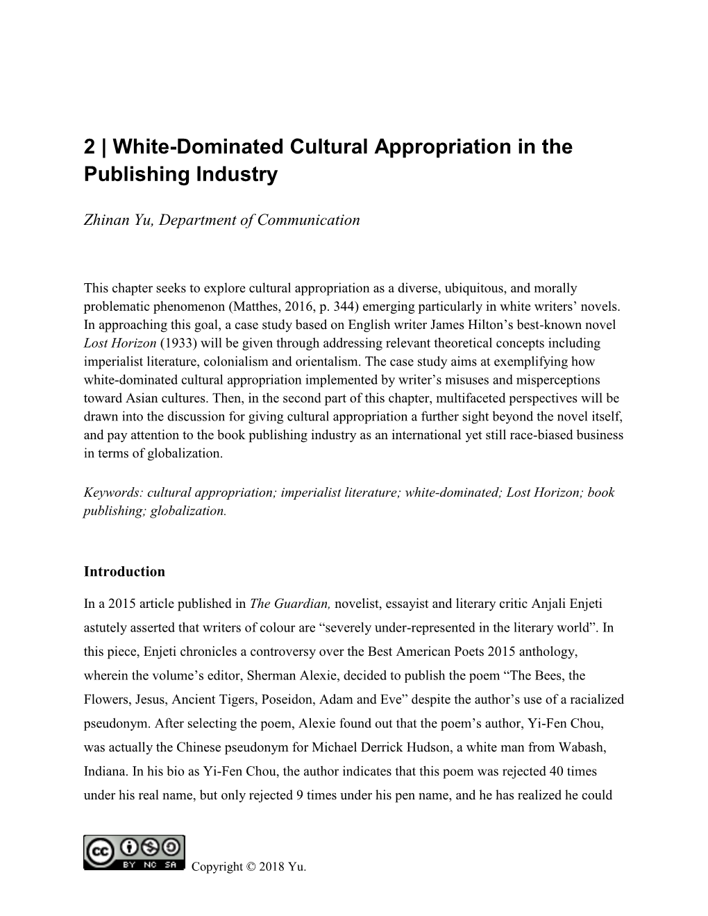 2 | White-Dominated Cultural Appropriation in the Publishing Industry