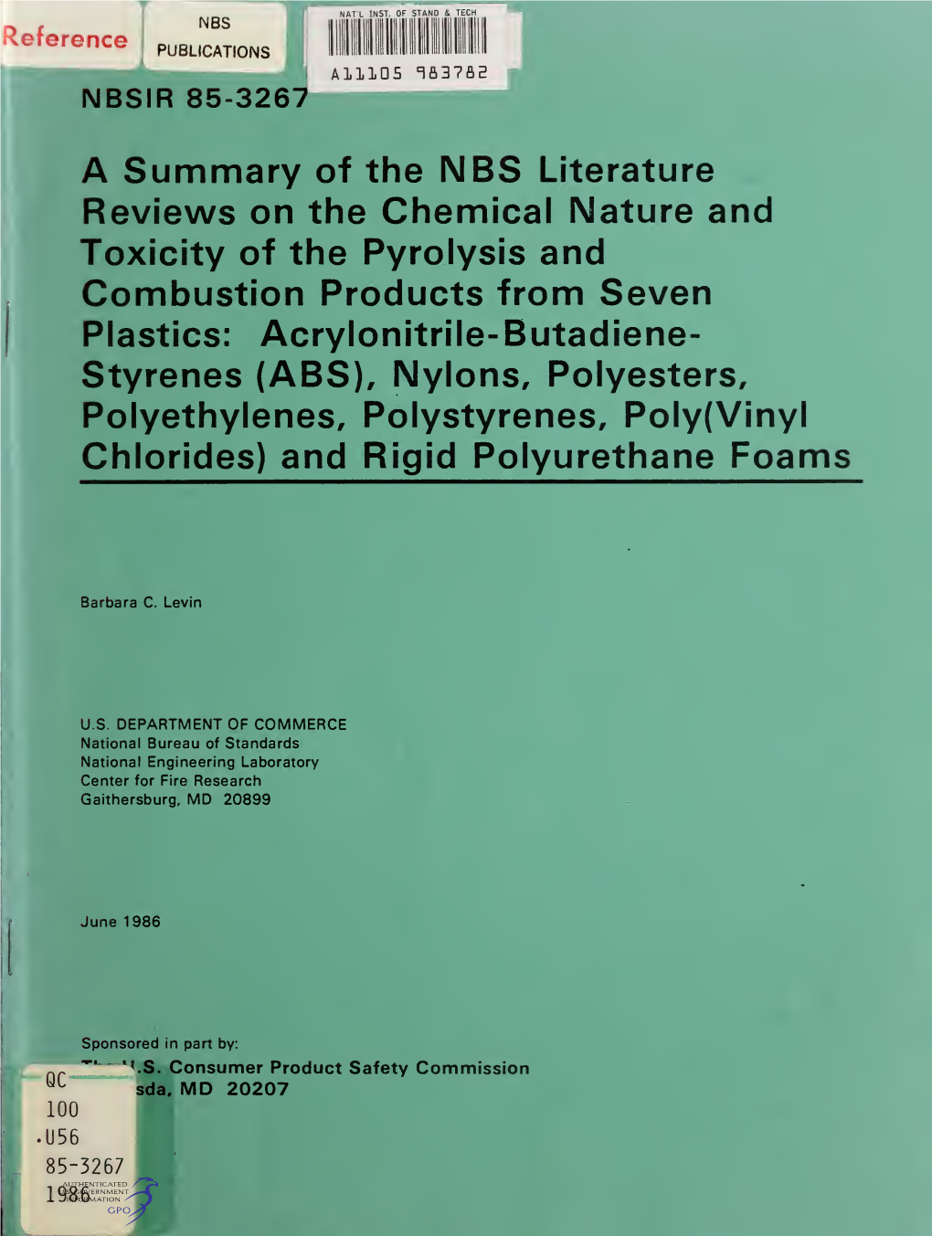 A Summary of the NBS Literature Reviews on the Chemical Nature And