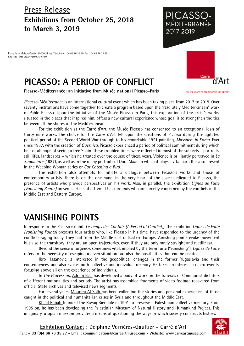 PICASSO-Communiquè GB.Qxp Communiquè De Presse.Qxd