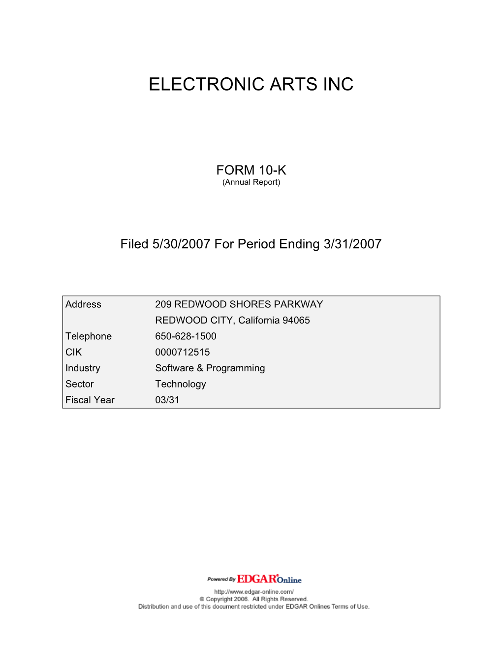 Electronic Arts Inc