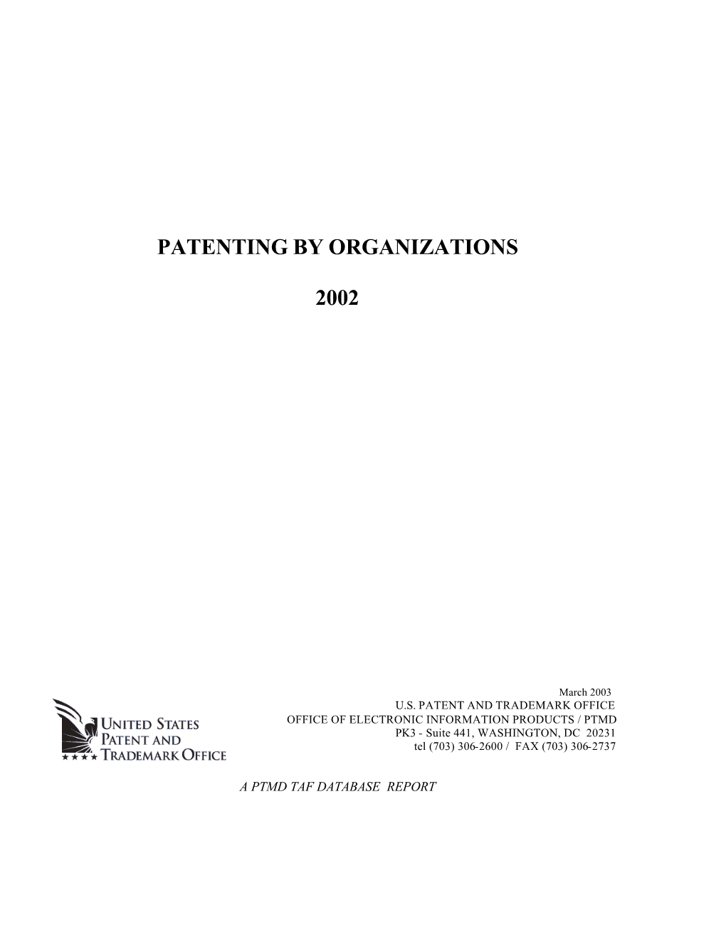 Patenting by Organizations 2002